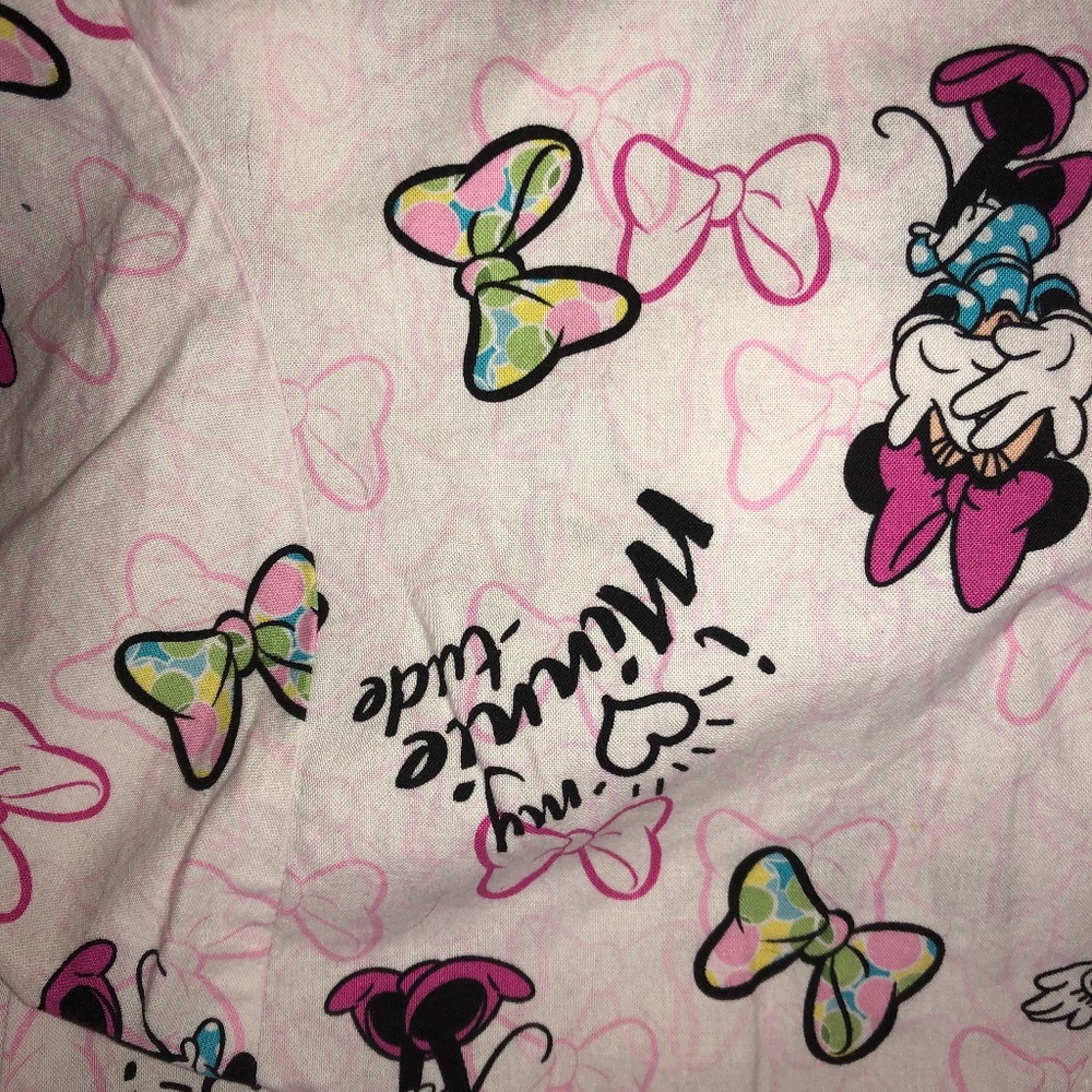 Minnie Mouse pink and bows  Medical Scrubs Top